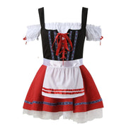 Damen Mini Rot Oktoberfest Dirndl Kleid 1