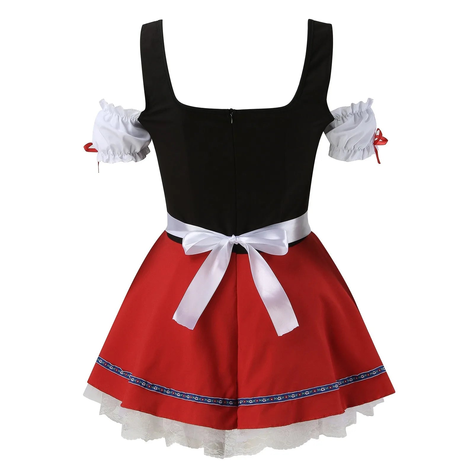 Damen Mini Rot Oktoberfest Dirndl Kleid 2