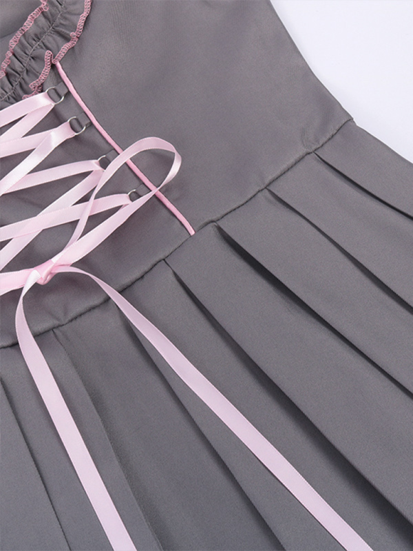 Damen Rosa mit Schleife Oktoberfest Dirndl Kleid 1