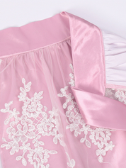 Damen Rosa mit Schleife Oktoberfest Dirndl Kleid 3