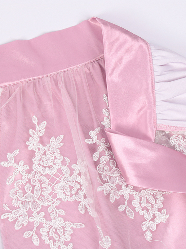 Damen Rosa mit Schleife Oktoberfest Dirndl Kleid 3