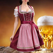 Damen Rot Oktoberfest Dirndl Kleid 0