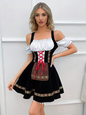 Damen Schwarz Schulterfrei Oktoberfest Dirndl Kleid 0