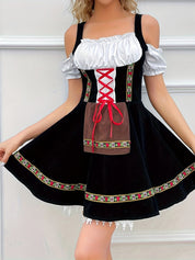 Damen Schwarz Schulterfrei Oktoberfest Dirndl Kleid 5