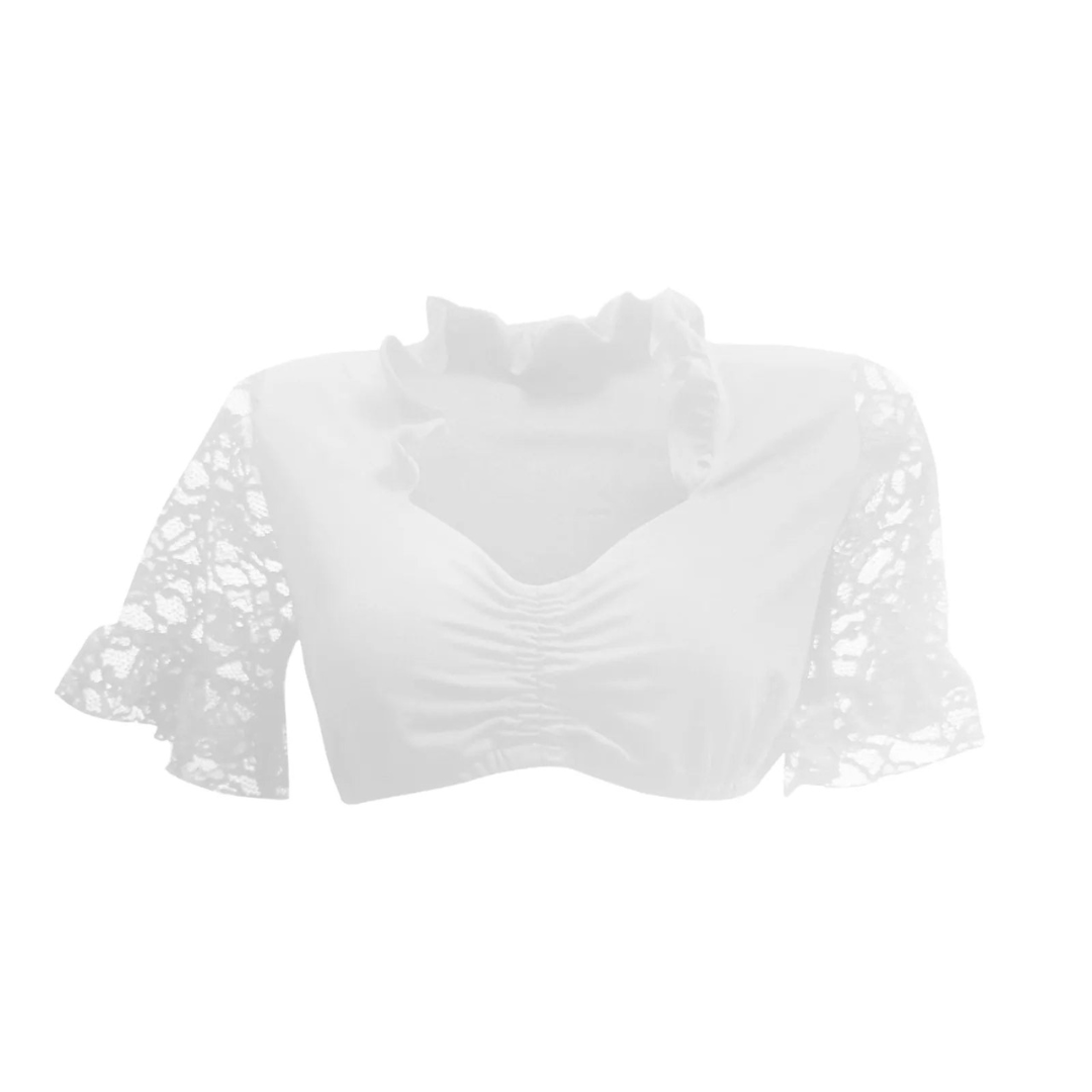 Damen Schwarz und Weiß Oktoberfest Dirndl Bluse 3