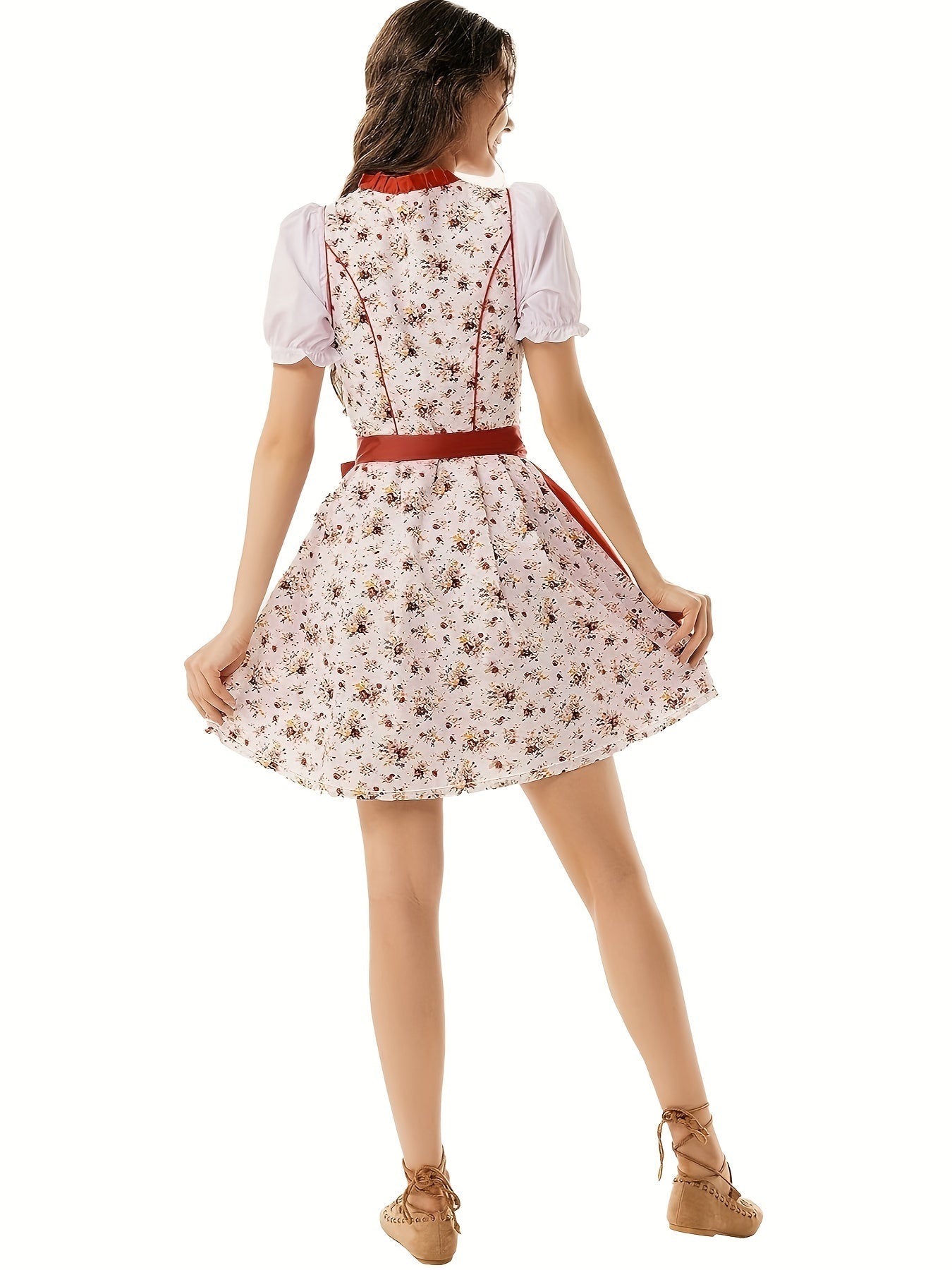 Damen Stilvolle Rot Oktoberfest Dirndl Kleid 1