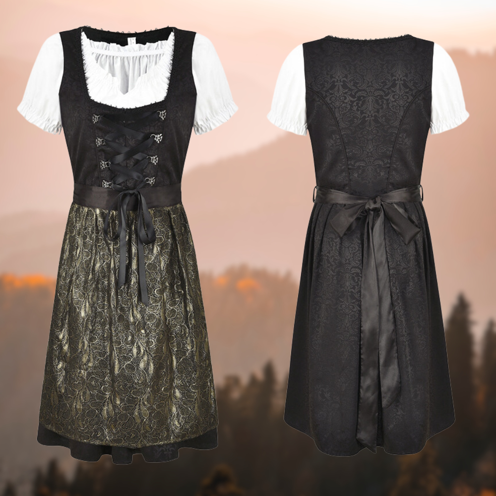 Damen Traditionell Midi Oktoberfest Dirndl Kleid 0