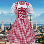 Damen Traditionell Rot Oktoberfest Dirndl Kleid 0