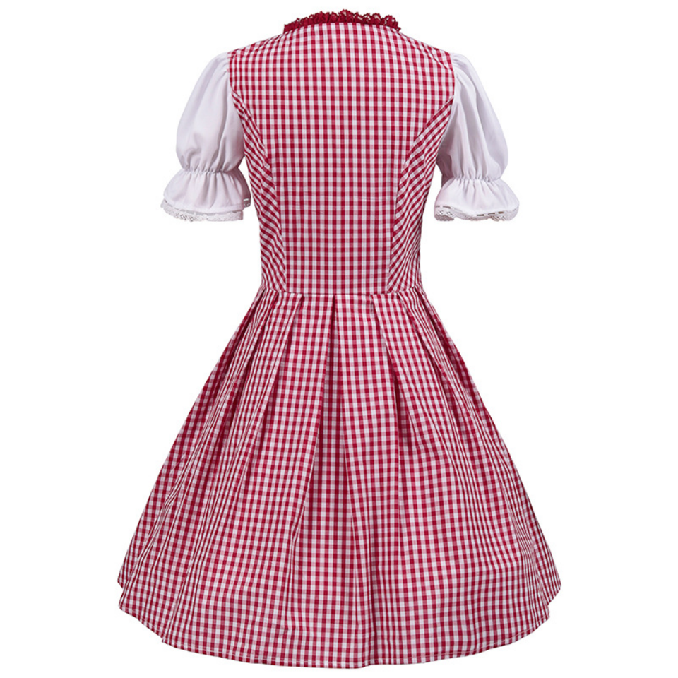 Damen Traditionell Rot Oktoberfest Dirndl Kleid 1