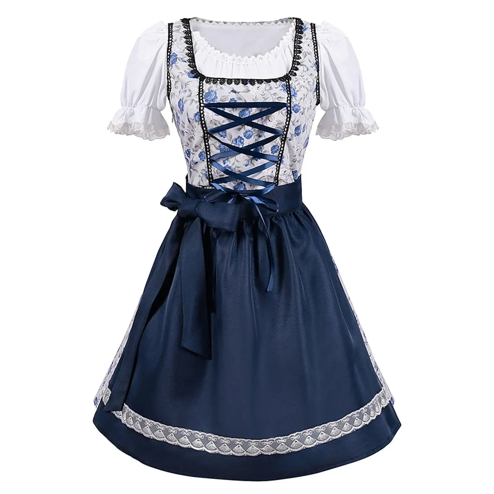 Damen Traditionelles Blau Oktoberfest Dirndl Kleid 1