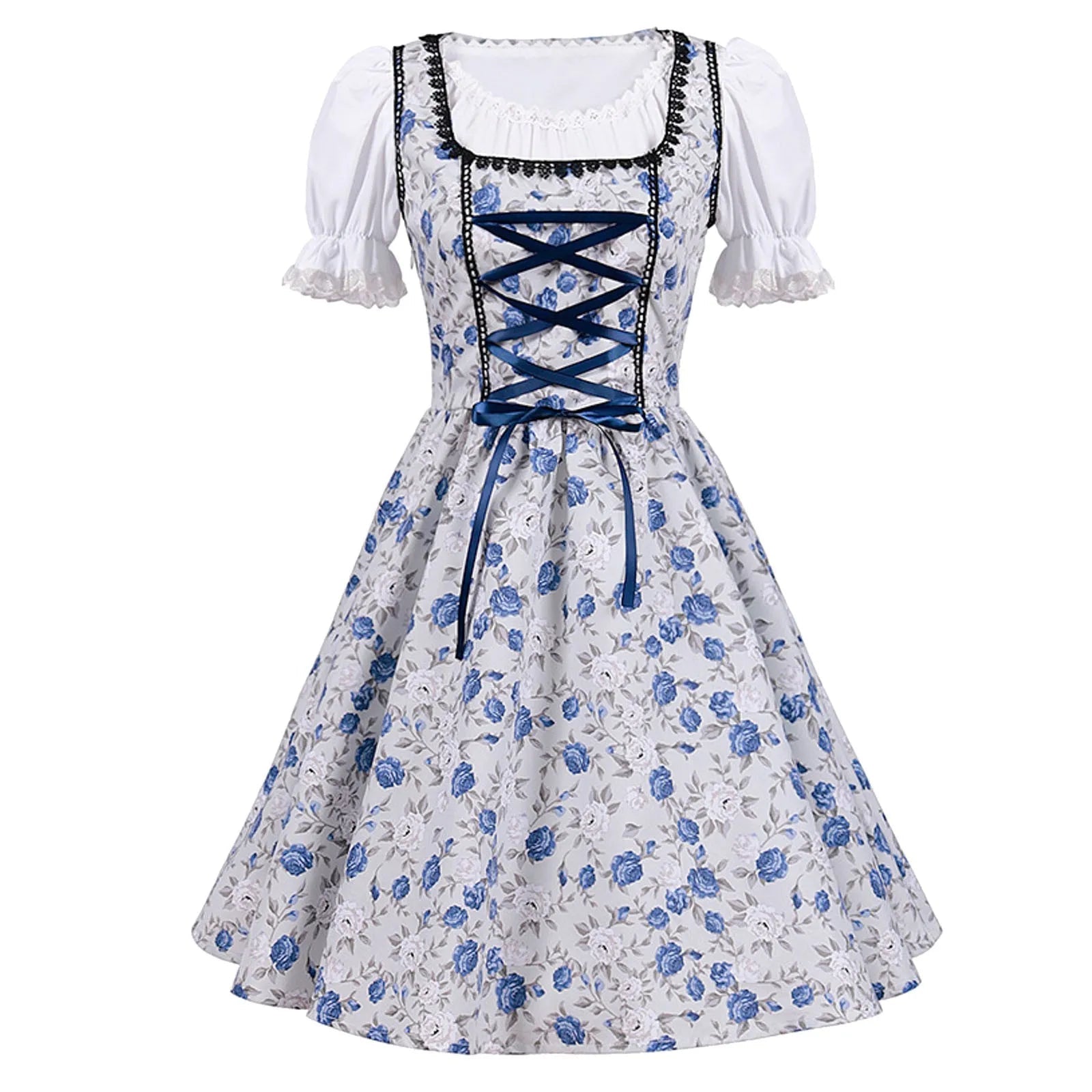 Damen Traditionelles Blau Oktoberfest Dirndl Kleid 2