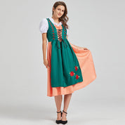 Damen Traditionelles Deutsches Midi Oktoberfest Dirndl Kleid 0