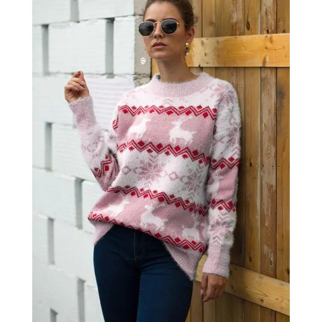 Damenpullover Festlich Warm Rundhals Stoffmischung 0