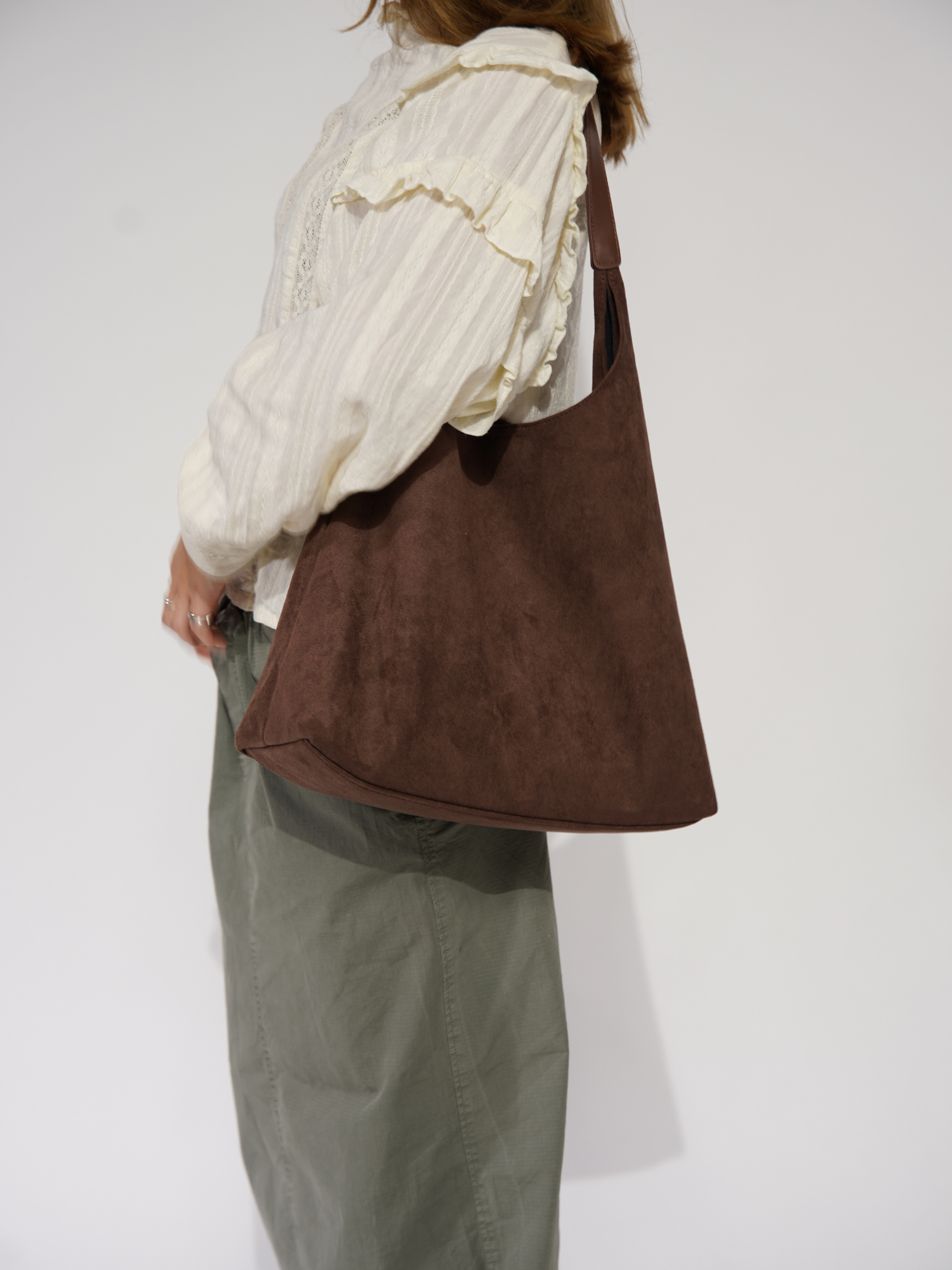 Elegante Damen-Ledertasche, vielseitiges Wildleder 4