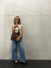 Elegante Damen-Ledertasche, vielseitiges Wildleder 5