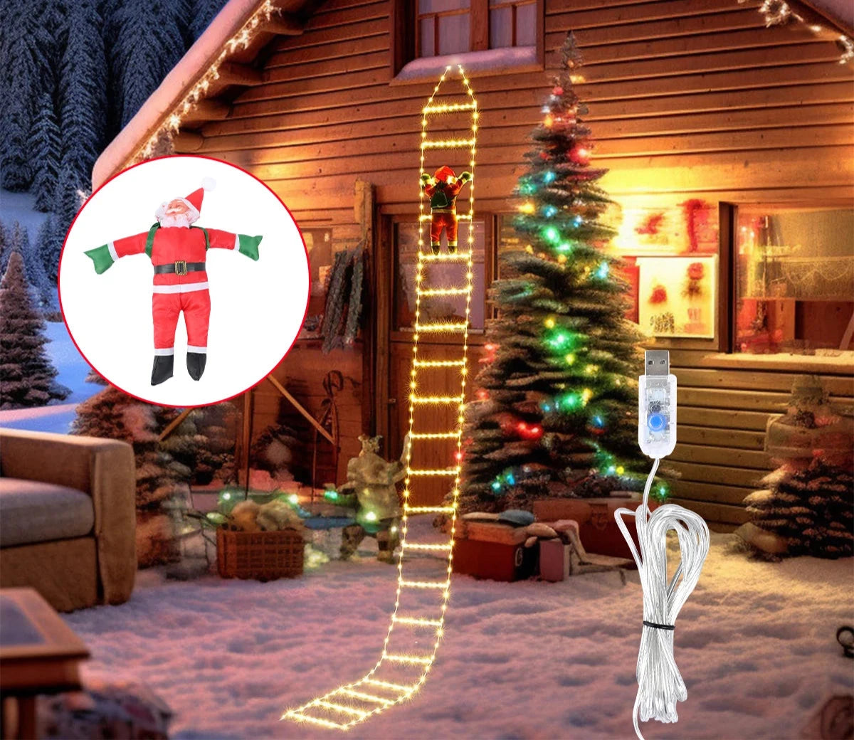 Golden Climb | Elegante LED-Beleuchtung für festliche Weihnachtsmann-Dekoration 7