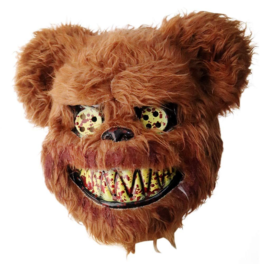 Halloween Gruselmaske Bär Kaninchen Hasenmaske, Blutige Plüschkopfmaske, Cosplay Kostüm Requisiten Halloween Party Horror Teufel Bär & Kaninchen Maske 0
