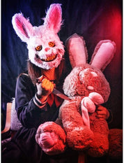 Halloween Gruselmaske Bär Kaninchen Hasenmaske, Blutige Plüschkopfmaske, Cosplay Kostüm Requisiten Halloween Party Horror Teufel Bär & Kaninchen Maske 6