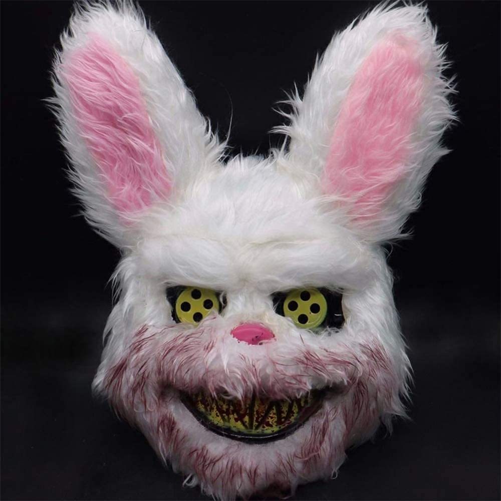 Halloween Gruselmaske Bär Kaninchen Hasenmaske, Blutige Plüschkopfmaske, Cosplay Kostüm Requisiten Halloween Party Horror Teufel Bär & Kaninchen Maske 9