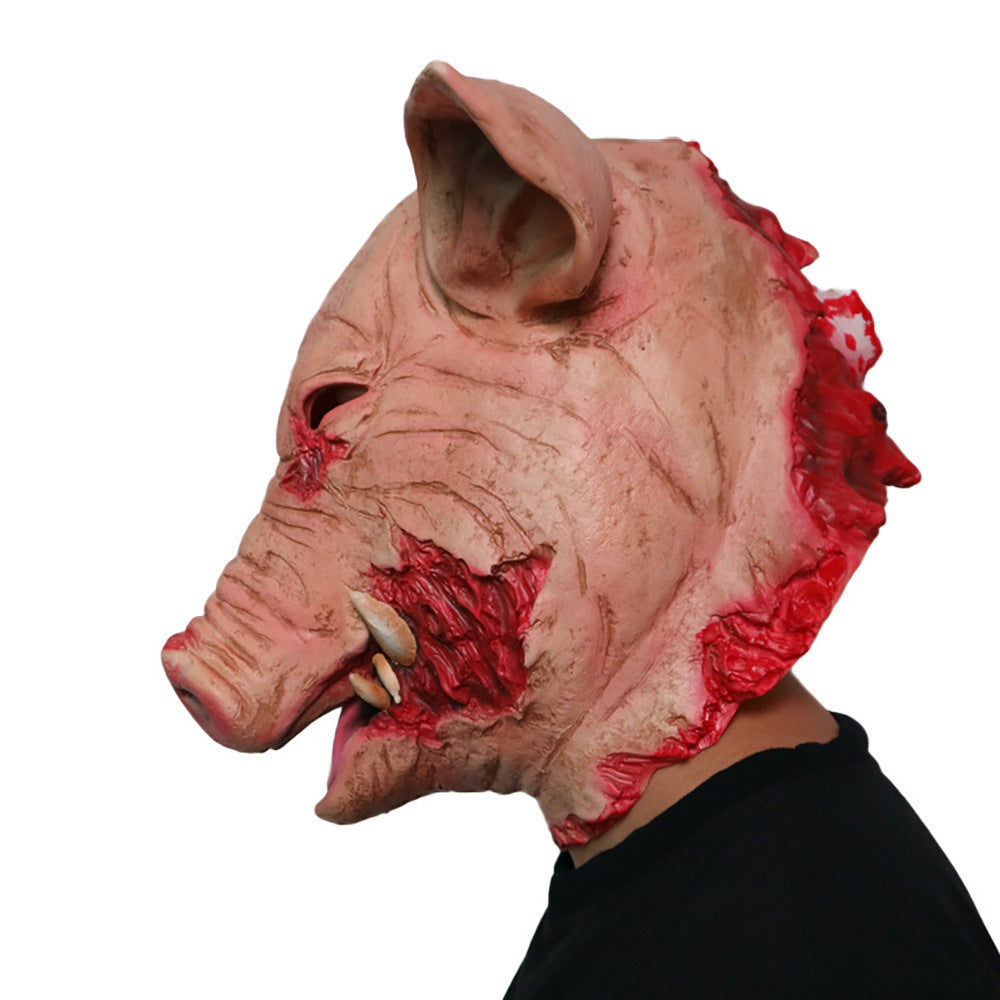 Halloween Horror Latex Faules Gesicht Schweinskopf Maske 4