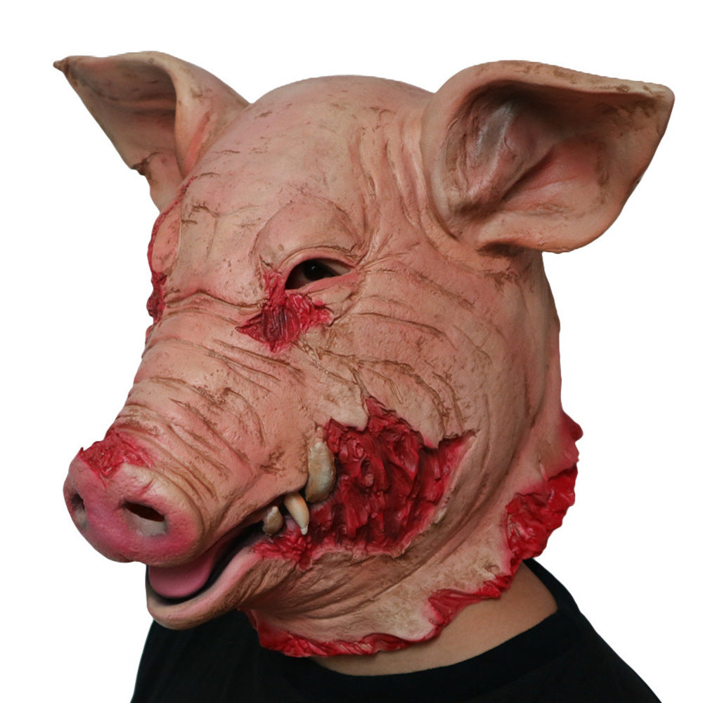 Halloween Horror Latex Faules Gesicht Schweinskopf Maske 7