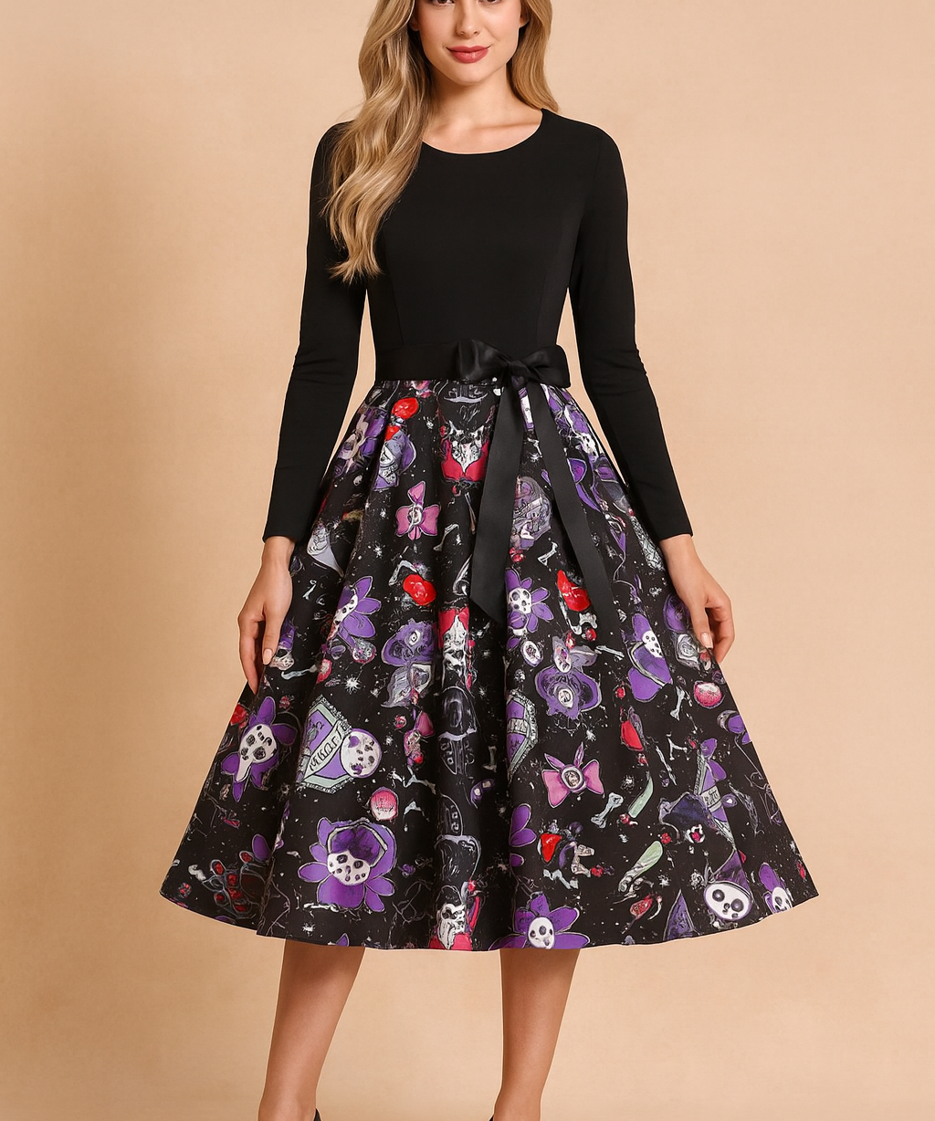 Halloweenkleid für Damen | Retro-Kürbisgeist-Kostüm 0
