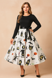 Halloweenkleid für Damen | Retro-Kürbisgeist-Kostüm 1