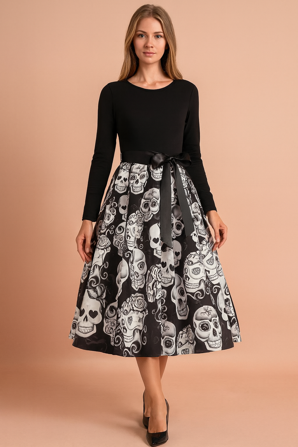 Halloweenkleid für Damen | Retro-Kürbisgeist-Kostüm 12