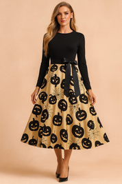 Halloweenkleid für Damen | Retro-Kürbisgeist-Kostüm 5