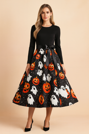 Halloweenkleid für Damen | Retro-Kürbisgeist-Kostüm 6