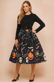 Halloweenkleid für Damen | Retro-Kürbisgeist-Kostüm 9