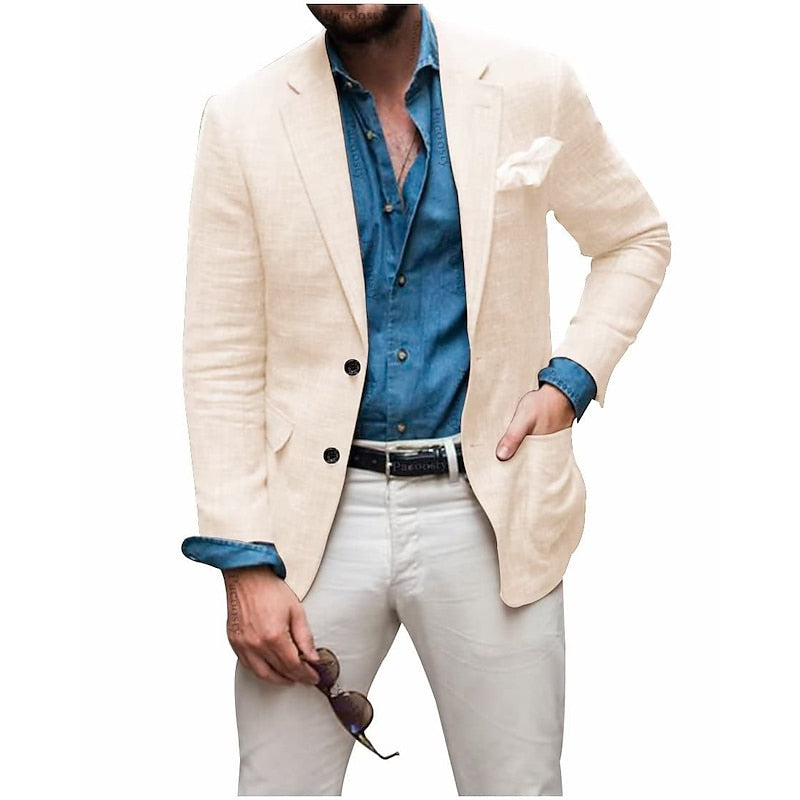Herren -Casual Leinen Blazer Jacke 0