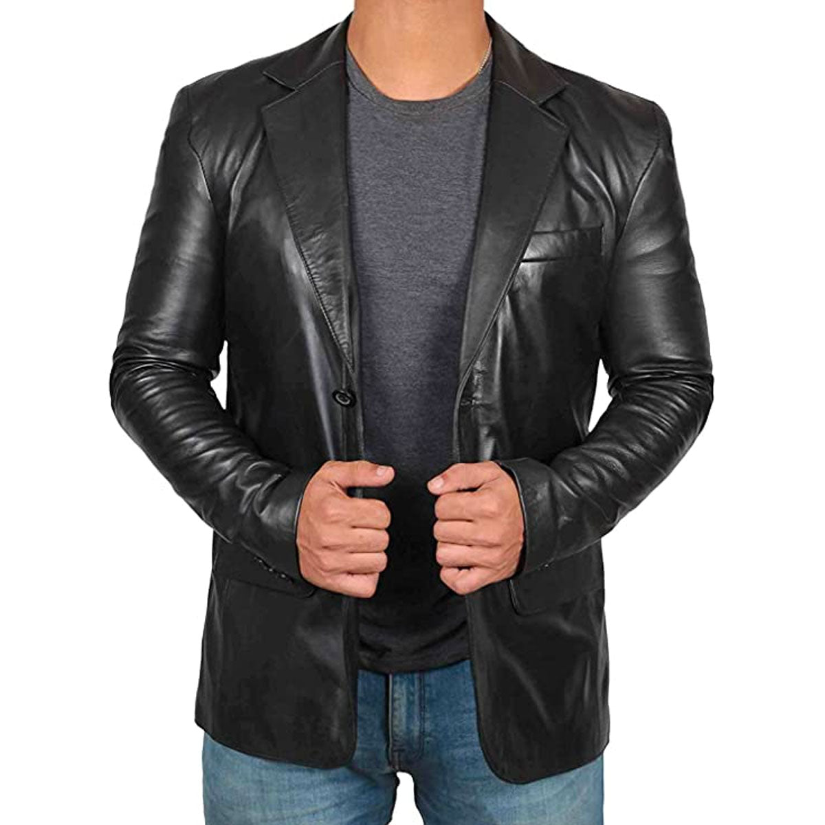 Herren -Premium -Leder moderne Schnitt -Blazer -Jacke für Herren 0