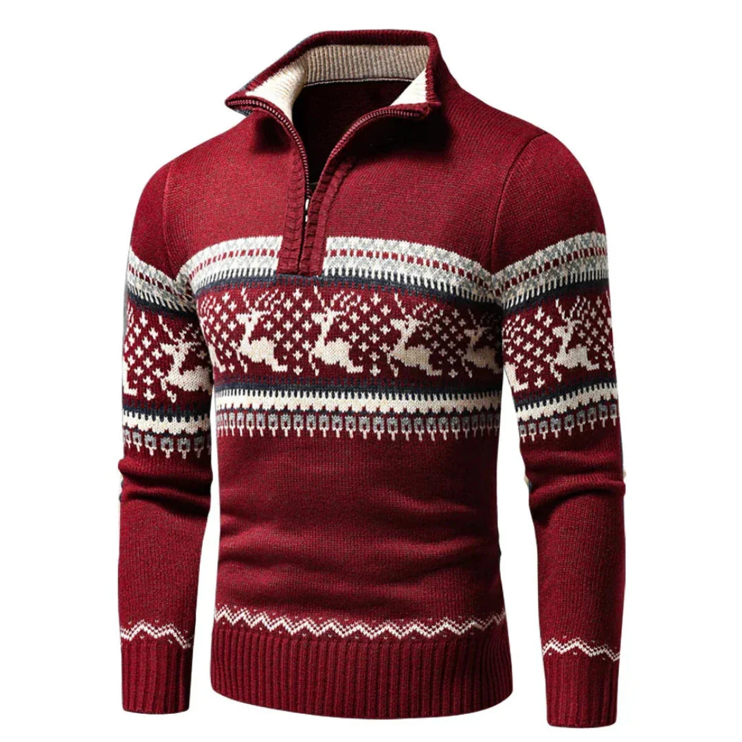 Herren Weihnachts Pullover Warm Mit Reißverschluss Aus 100% Acryl 0