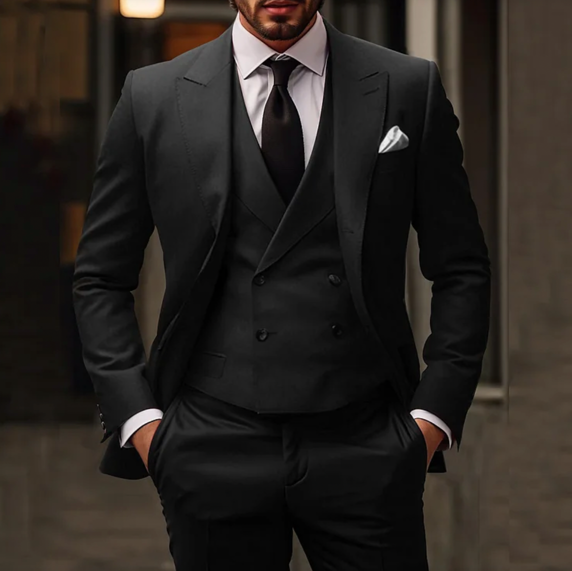 Herren klassischer Polyester 3-teiliger Anzug 0