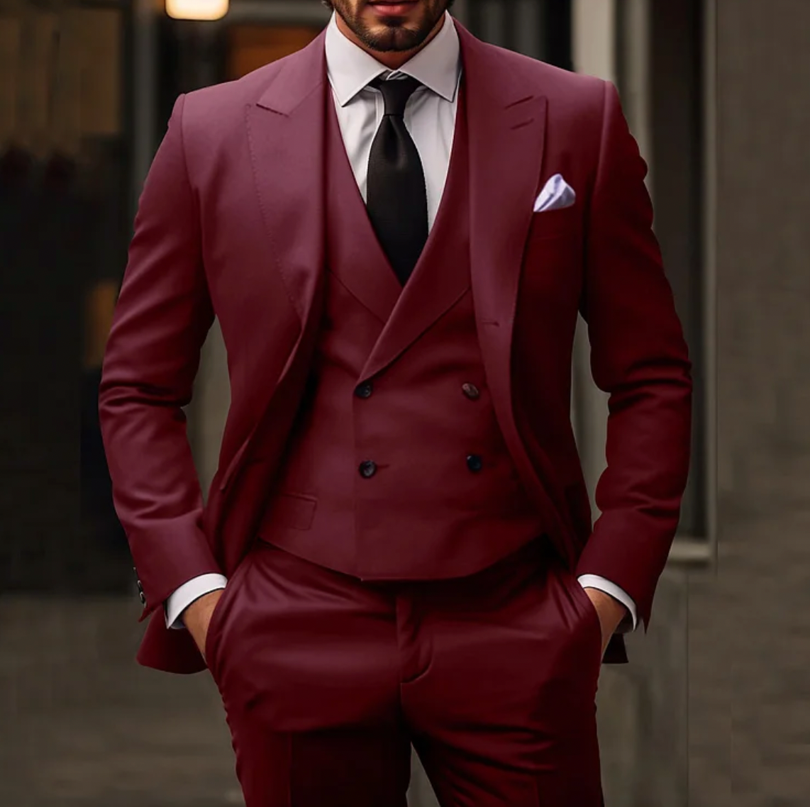 Herren klassischer Polyester 3-teiliger Anzug 4