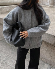 Johanna | Moderiktig grå tweed-vinterjacka