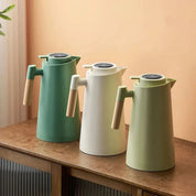 Isolierte Glas-Thermoskanne – Temperaturanzeige & Holzgriff 3