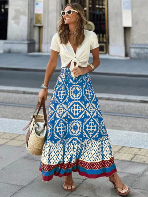 IZZY | Lång sommarkjol i retro boho-stil
