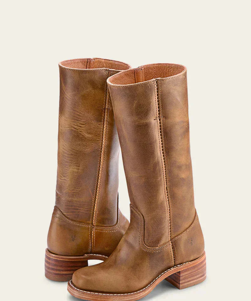 Klassische Damen-Lederstiefel mit Blockabsatz – Robustes, handgefertigtes Design für zeitlosen Stil 0