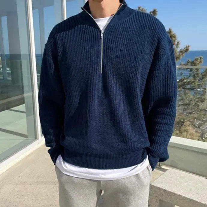 Klassischer Herrenpullover mit halbem Reißverschluss – Arthur 1