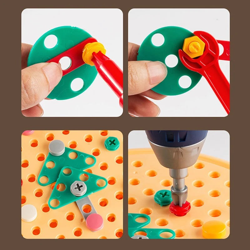 Komplettes Bauwerkzeug-Spielset – Elektrische Bohrmaschine und Zubehör mit tragbarer Tragetasche für Kinder 2