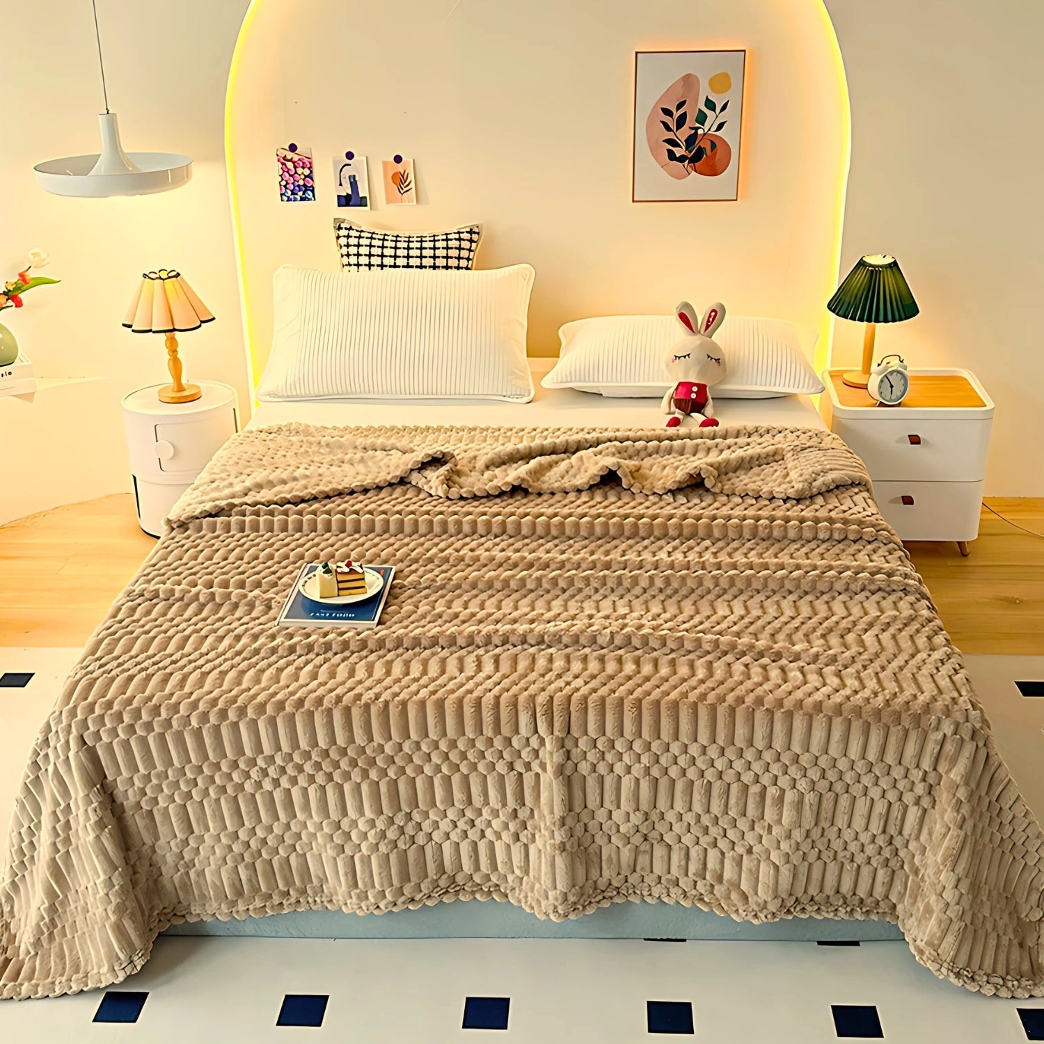 Kuscheldecke für Damen und Herren aus Mikrofaser mit Pebble-Muster, Ultra-weich und Gemütlich 4