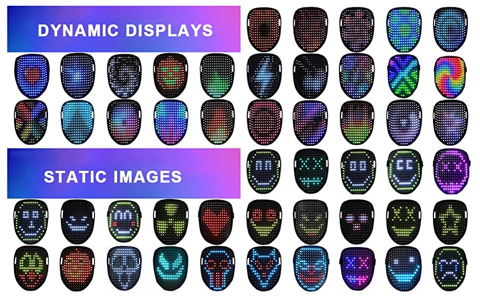 LED-Maske mit Gestenerkennung und 50 Mustern für Halloween und Cosplay 0