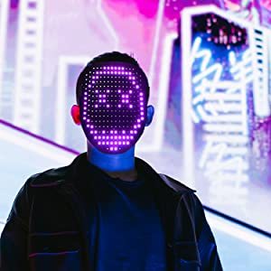 LED-Maske mit Gestenerkennung und 50 Mustern für Halloween und Cosplay 2