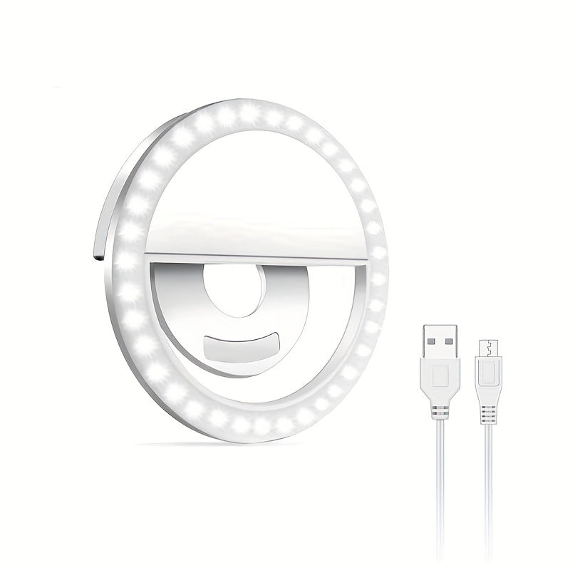 LED -Selfie -Ringlicht mit wiederaufladbarem Akku - Perfektes Kreislicht für Make -up und Fotografie, kompatibel mit Telefonen und Computern 0