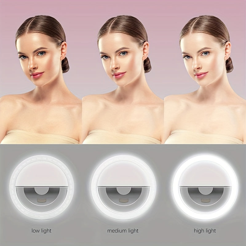 LED -Selfie -Ringlicht mit wiederaufladbarem Akku - Perfektes Kreislicht für Make -up und Fotografie, kompatibel mit Telefonen und Computern 3