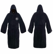 Langer Flanellbademantel für Herren mit Kapuze und Gürtel 0