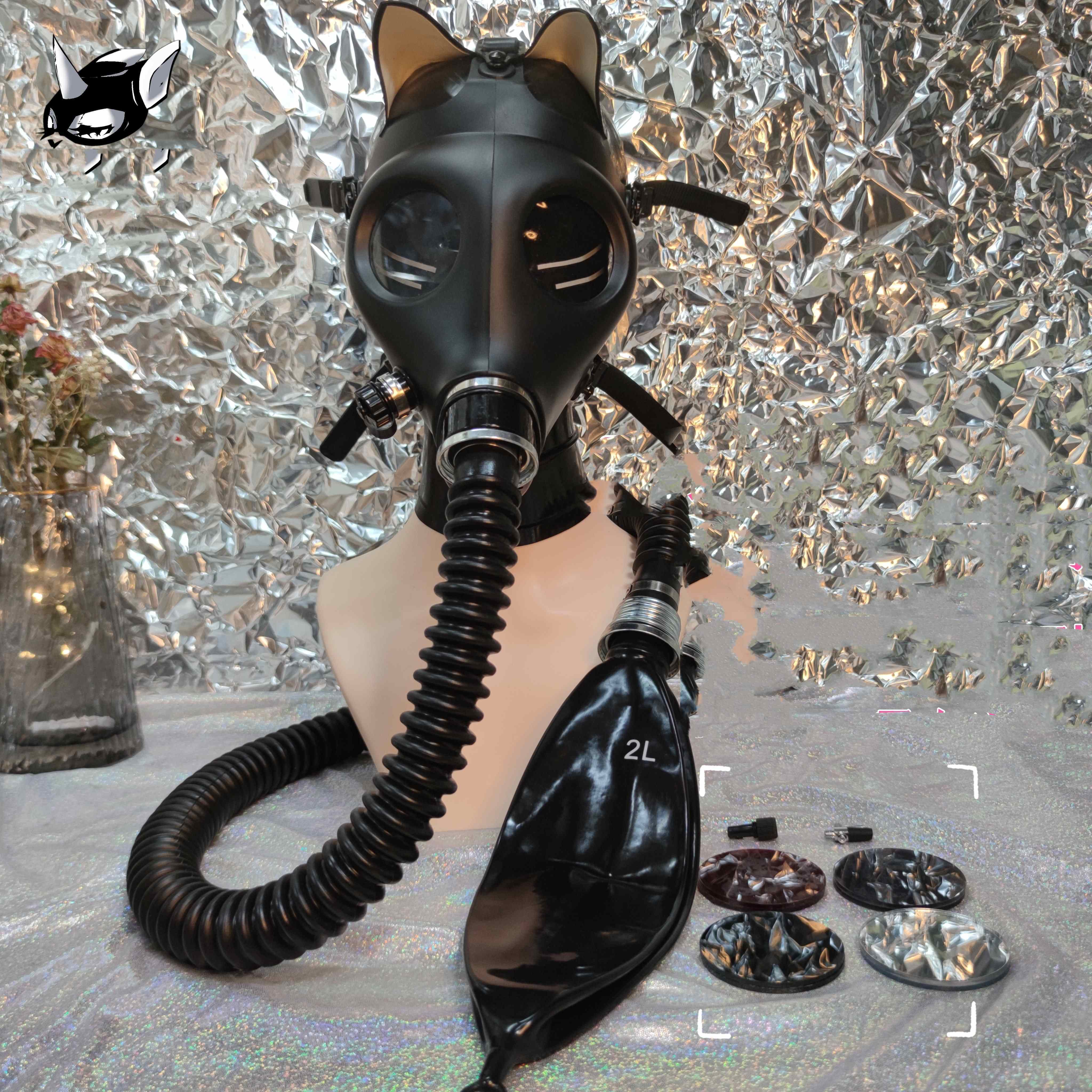 Latex Gasmaske Würgeset Atembeutel 2
