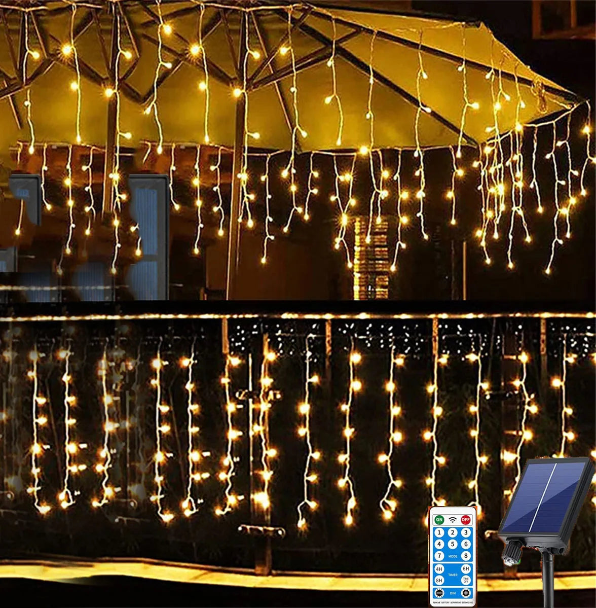 Lichterkranz | Solarbetriebene Eiszapfenbeleuchtung für die Außendekoration 1